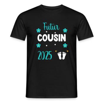 Zukünftige Cousine 2025 Blumen Schwangerschaftsankündigung - Männer T-Shirt - Schwarz - Vorne - AI Model Male 178 light (178cm)