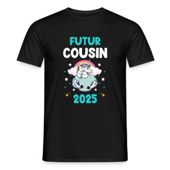 Future cousin 2025 unicorn pregnancy announcement - Men's T-Shirt - black - Front - AI Model Male 178 light (178cm)