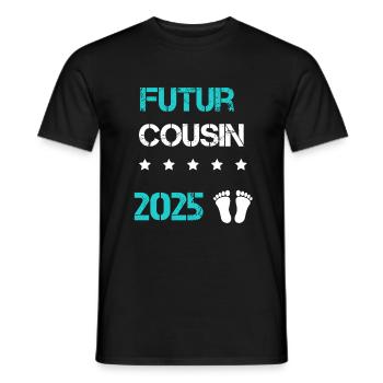 Ankündigung der Schwangerschaft der zukünftigen Cousine 2025 - Männer T-Shirt - Schwarz - Vorne - AI Model Male 178 light (178cm)