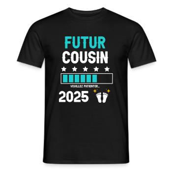 Mann Zukünftiger Cousin 2025 Schwangerschaftsankündigung - Männer T-Shirt - Schwarz - Vorne - AI Model Male 178 light (178cm)