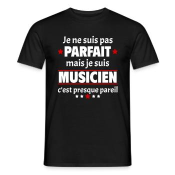 Pas parfait mais musicien, fête des pères, noël - T-shirt homme - noir - Devant - AI Model Male 178 light (178cm)