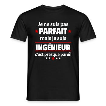 Pas parfait mais ingénieur, fête des pères, noël - T-shirt homme - noir - Devant - AI Model Male 178 light (178cm)