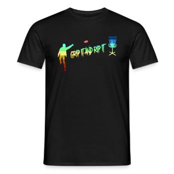 Disc golf - Men's T-Shirt - black - Front - AI Model Male 178 light (178cm)