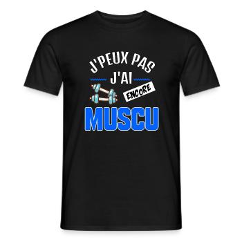 MUSCULATION - J'peux pas j'ai encore musculation - T-shirt homme - noir - Devant - AI Model Male 178 light (178cm)