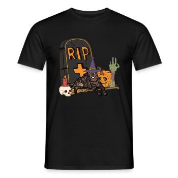 Süße und gruselige Kurzhaar Katze Halloween - Männer T-Shirt - Schwarz - Vorne - AI Model Male 178 light (178cm)