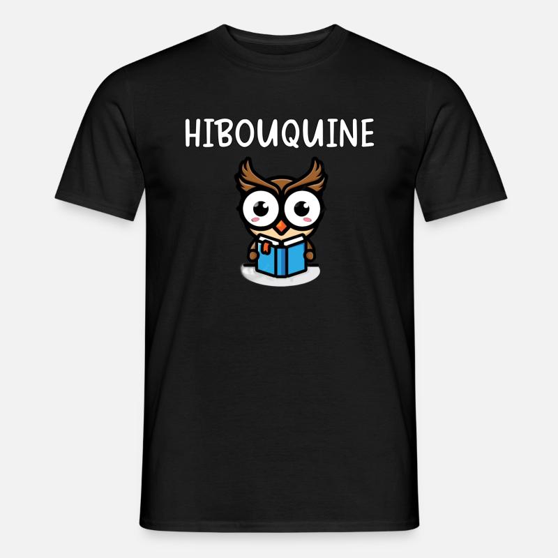 Eule ER LIEST - Männer T-Shirt - Schwarz