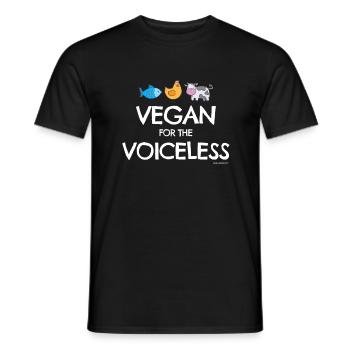 "Vegan for the Voiceless" Vegan T-Shirt - Men's T-Shirt - black - Front - AI Model Male 178 light (178cm)