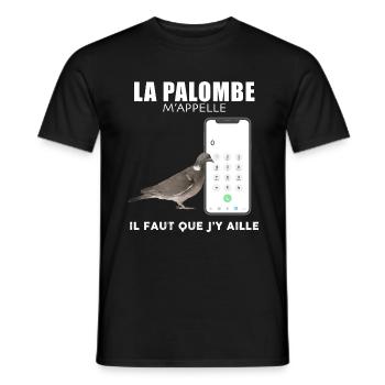 La palombe m'appelle pour mon chasseur préféré - T-shirt homme - noir - Devant - AI Model Male 178 light (178cm)