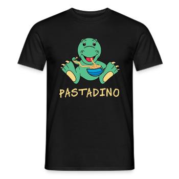 Pastadino Funny Dinosaur with Pasta - Men's T-Shirt - black - Front - AI Model Male 178 light (178cm)