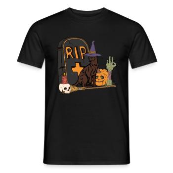 Süße und gruselige Havana Halloween Katze - Männer T-Shirt - Schwarz - Vorne - AI Model Male 178 light (178cm)