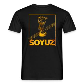 Soyuz spaceship Soviet Union - Men's T-Shirt - black - Front - AI Model Male 178 light (178cm)