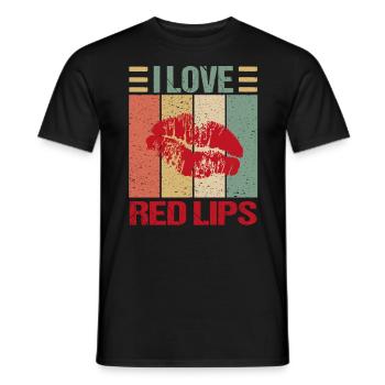 I Love Red Lips Rote Lippen Küssen - Männer T-Shirt - Schwarz - Vorne - AI Model Male 178 light (178cm)