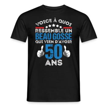 Voici à quoi ressemble un beau gosse anniv 50 ans - T-shirt homme - noir - Devant - AI Model Male 178 light (178cm)