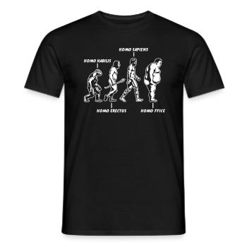 Funny human evolution to the home office - Men's T-Shirt - black - Front - AI Model Male 178 light (178cm)