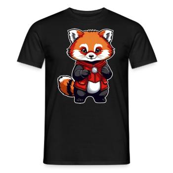 Little Red Comic Panda - Men's T-Shirt - black - Front - AI Model Male 178 light (178cm)