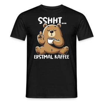 Kaffee Sprüche Bär Kaffeetasse Kaffeetrinker Cafe - Männer T-Shirt - Schwarz - Vorne - AI Model Male 178 light (178cm)
