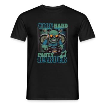 Travailler dur, faire la fête plus fort - T-shirt homme - noir - Devant - AI Model Male 178 light (178cm)