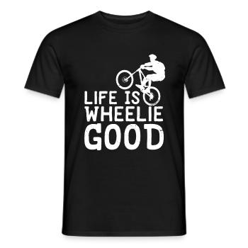 La vie est Wheelie bon T-shirt - T-shirt homme - noir - Devant - AI Model Male 178 light (178cm)