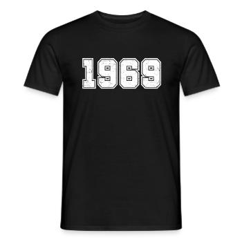 1969 année de naissance - retro college - T-shirt homme - noir - Devant - AI Model Male 178 light (178cm)