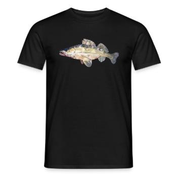 Polygone de poisson sandre - T-shirt homme - noir - Devant - AI Model Male 178 light (178cm)