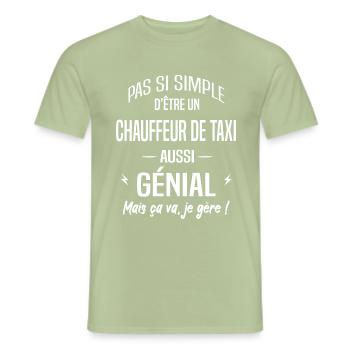 Chauffeur de taxi - T-shirt homme - vert sauge - Devant - AI Model Male 178 light (178cm)