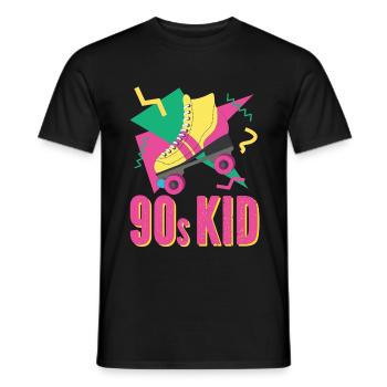 90er Retro mit Rollschuh - Männer T-Shirt - Schwarz - Vorne - AI Model Male 178 light (178cm)