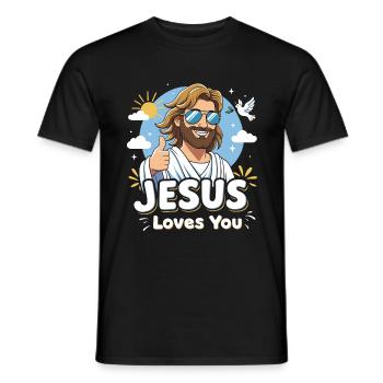 Jésus t’aime Conception de dessin animé - T-shirt homme - noir - Devant - AI Model Male 178 light (178cm)