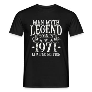 Born 1971 Man Myth Legend 51 Birthday - Men's T-Shirt - black - Front - AI Model Male 178 light (178cm)