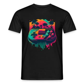 Retro Console - Men's T-Shirt - black - Front - AI Model Male 178 light (178cm)