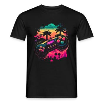 Retro Console - Men's T-Shirt - black - Front - AI Model Male 178 light (178cm)