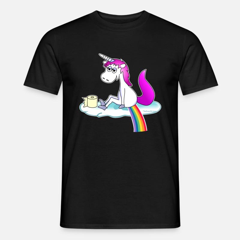 Einhorn pupst Regenbogen -pink - Männer T-Shirt - Schwarz