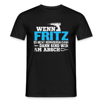 FRITZ - kann es reparieren - Männer T-Shirt - Schwarz - Vorne - AI Model Male 178 light (178cm)