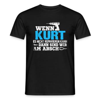 KURT - kann es reparieren - Männer T-Shirt - Schwarz - Vorne - AI Model Male 178 light (178cm)