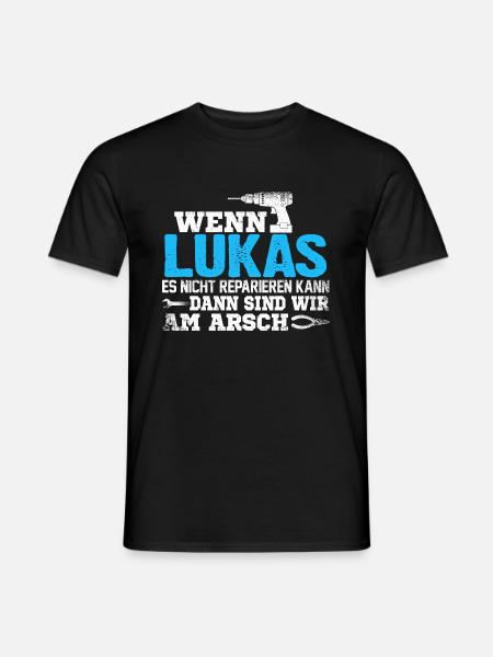 LUKAS - kann es reparieren - Männer T-Shirt - Schwarz