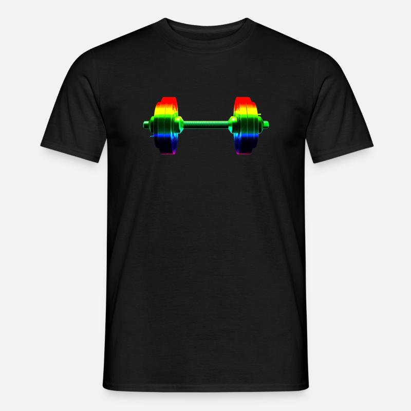 Regenbogen Hantel - Männer T-Shirt - Schwarz