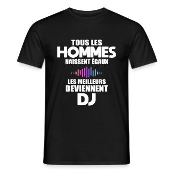 Disc Jockey humour cadeau anniversaire dj - T-shirt homme - noir - Devant - AI Model Male 178 light (178cm)