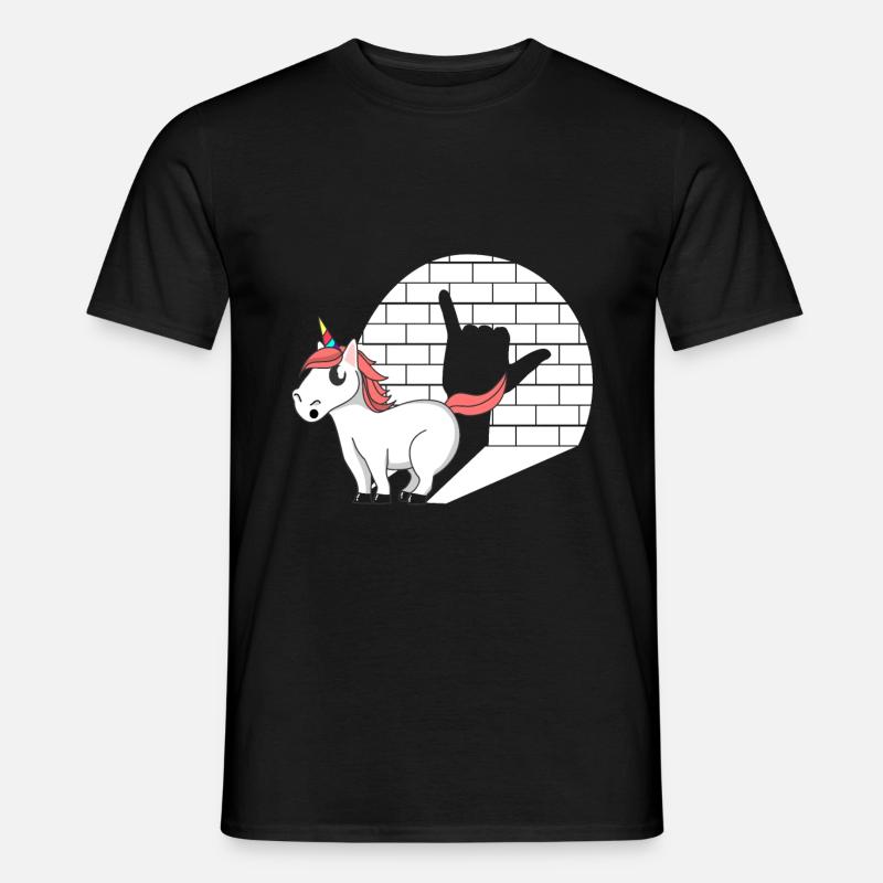 Rock n' Roll Einhorn - Männer T-Shirt - Schwarz