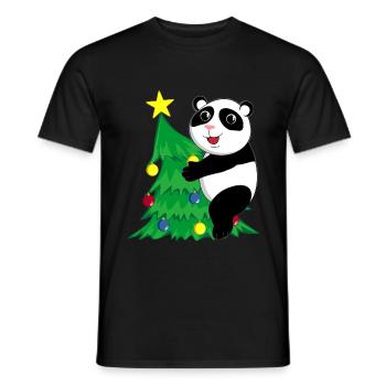 Panda de Noël - T-shirt homme - noir - Devant - AI Model Male 178 light (178cm)