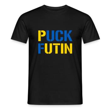 Puck Futin - Ukraine Putin Attack Europe Demo - Men's T-Shirt - black - Front - AI Model Male 178 light (178cm)