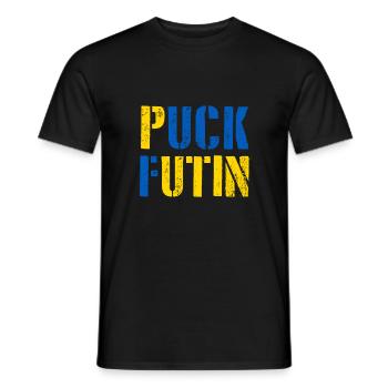 Puck Futin - Ukraine Putin Attack Europe Demo - Men's T-Shirt - black - Front - AI Model Male 178 light (178cm)