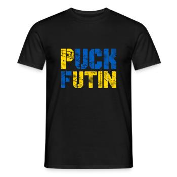 Puck Futin - Ukraine Putin Attack Europe Demo - Men's T-Shirt - black - Front - AI Model Male 178 light (178cm)