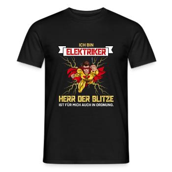 Elektriker Herr der Blitze Strom Elektrotechnik - Männer T-Shirt - Schwarz - Vorne - AI Model Male 178 light (178cm)
