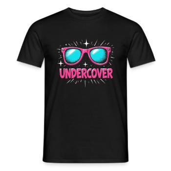 Funny Sunglasses and Undercover Speech Costume - Men's T-Shirt - black - Front - AI Model Male 178 light (178cm)