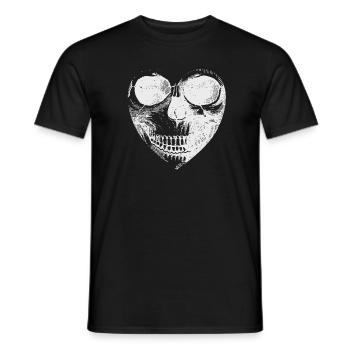 Crâne - Coeur Halloween Design - T-shirt homme - noir - Devant - AI Model Male 178 light (178cm)