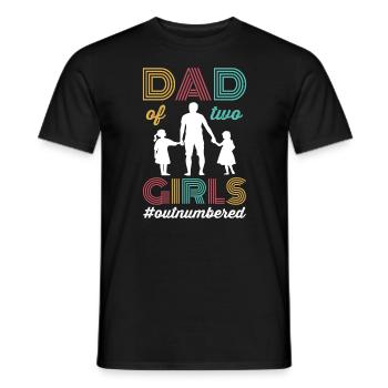 Dad of two Girls Outnumbered Fathers Day Gift - Men's T-Shirt - black - Front - AI Model Male 178 light (178cm)