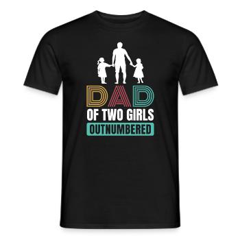 Vater von 2 Mädchen zahlenmäßig überlegen Vatertag Retro - Männer T-Shirt - Schwarz - Vorne - AI Model Male 178 light (178cm)
