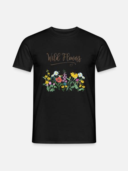 Wild Flowers, Wildblumen, Blumen - Männer T-Shirt - Schwarz