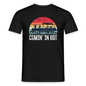 Comin' in Hot Funny Pontoon Boat Boating Sunset - Men's T-Shirt - black - Front - AI Model Male 178 light (178cm)