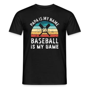 Papa est mon nom Le baseball est mon jeu Papa Pères - T-shirt homme - noir - Devant - AI Model Male 178 light (178cm)