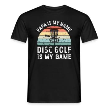 Papa est mon nom Disc Golf est mon jeu Papa Pères - T-shirt homme - noir - Devant - AI Model Male 178 light (178cm)